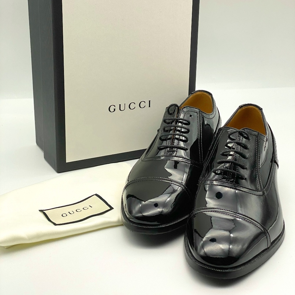 Gucci Black Leather Gold Studded Oxford